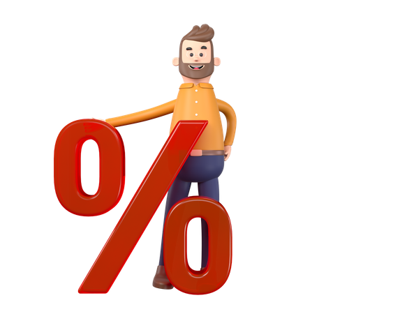 Homme avec symbole de réduction  3D Illustration