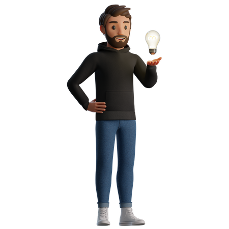 Homme avec une idée d'entreprise  3D Illustration