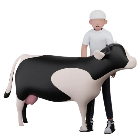 Homme avec une vache  3D Icon