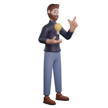 Homme ayant une idée  3D Illustration