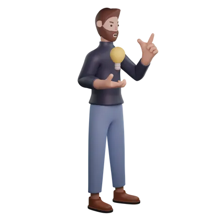 Homme ayant une idée  3D Illustration