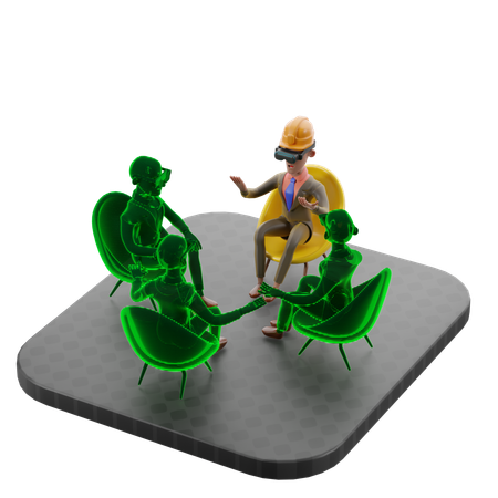 Un homme participe à une réunion d'affaires en réalité virtuelle  3D Icon