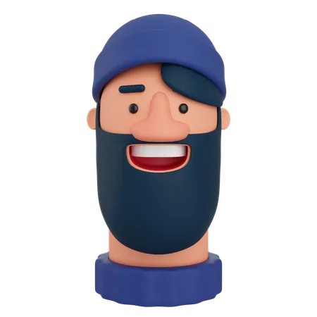 Homme barbu  3D Icon