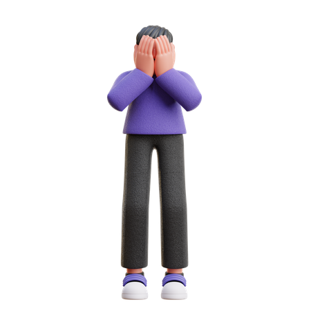 Homme cachant son visage  3D Icon