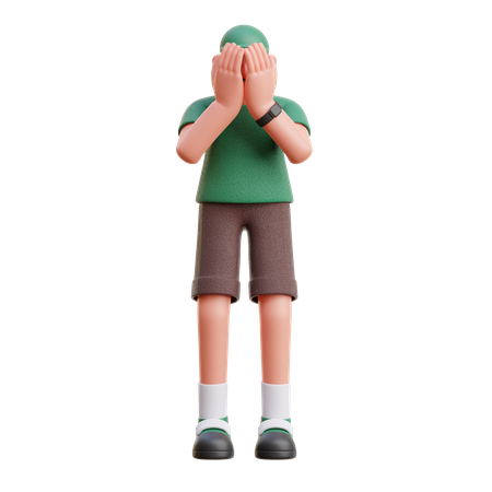 Homme cachant son visage  3D Icon