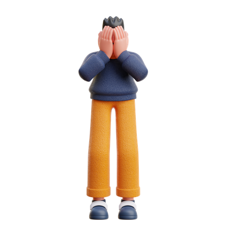 Homme cachant son visage  3D Icon