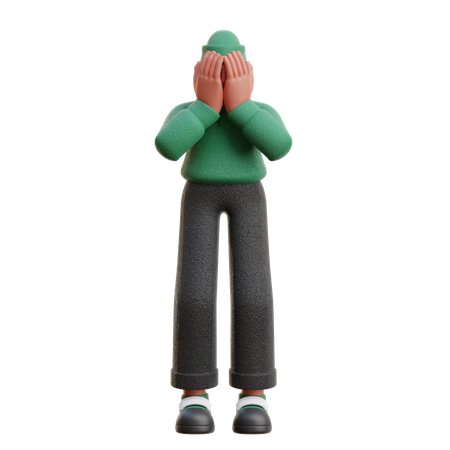Homme cachant son visage  3D Icon
