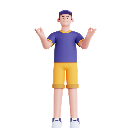 Homme calme et relaxant  3D Illustration