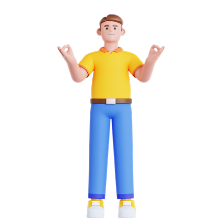 Homme calme et relaxant  3D Illustration