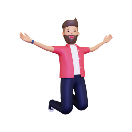 Homme célébrant la victoire  3D Illustration