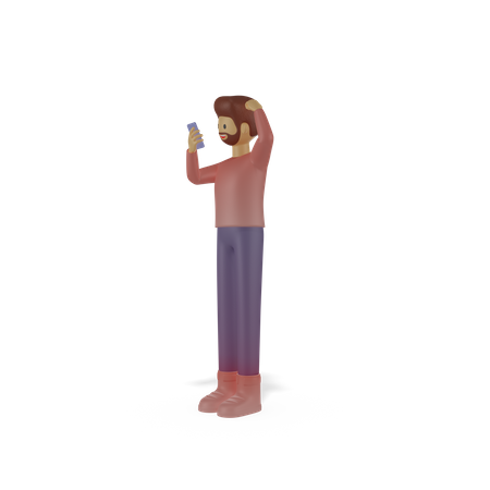 Homme discutant sur mobile  3D Illustration