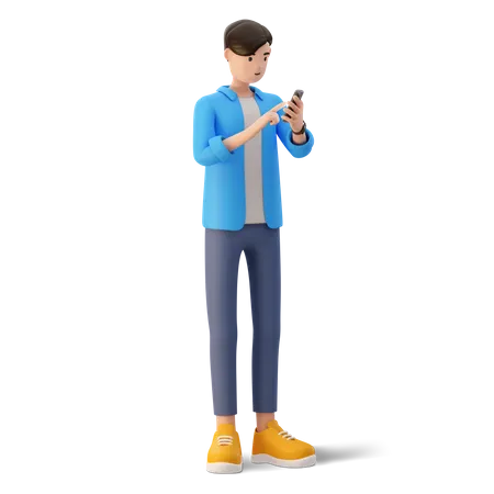 Homme discutant sur mobile  3D Illustration