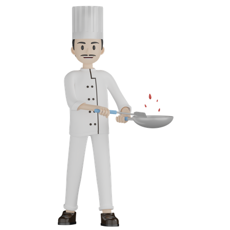 Chef masculin cuisinant quelque chose  3D Illustration