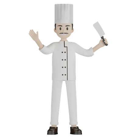 Personnage De Chef Homme Portant Un Uniforme Blanc 3D Illustration