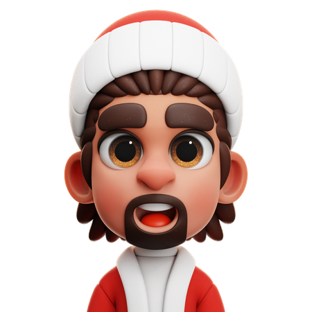 HOMME AUX CHEVEUX LONGS AVEC UN COSTUME DE PÈRE NOËL  3D Icon