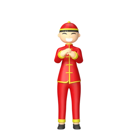 Chinois attendant des invités  3D Illustration