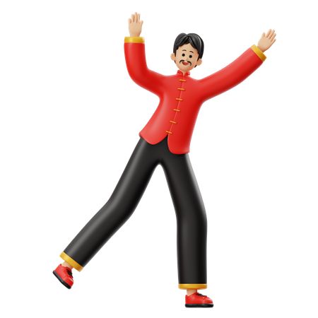 Chinois, homme, danse  3D Illustration