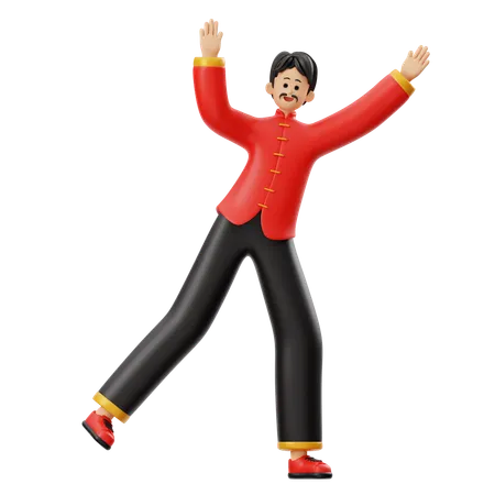 Chinois, homme, danse  3D Illustration