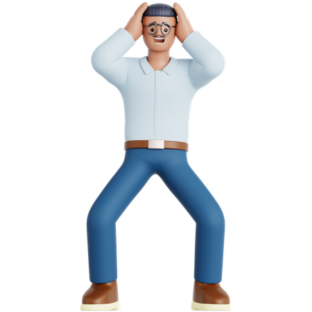 Homme choqué  3D Illustration