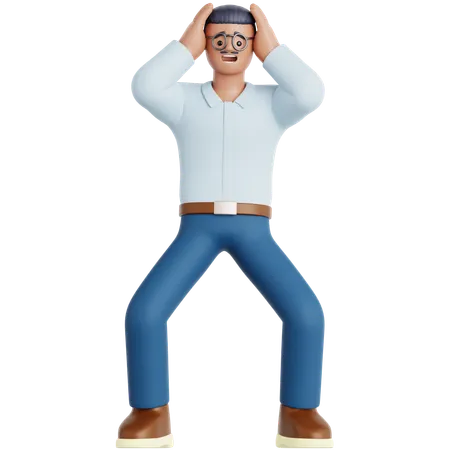 Homme choqué  3D Illustration