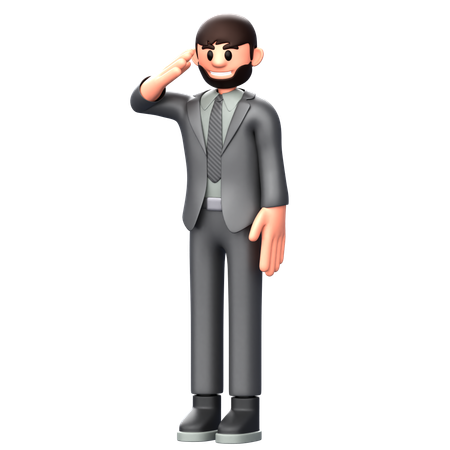 Homme d'affaires faisant la pose de salut  3D Illustration