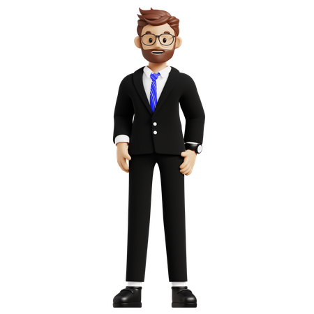 Homme d'affaires donnant une pose debout  3D Illustration