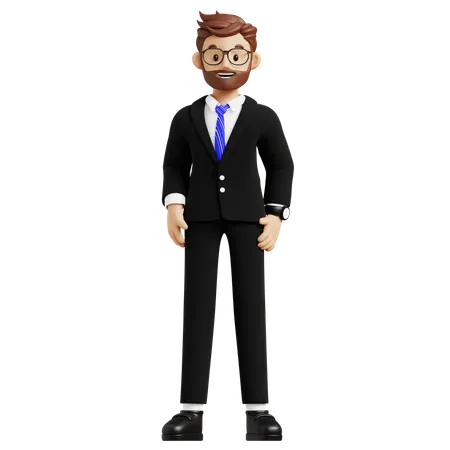 Homme d'affaires donnant une pose debout  3D Illustration