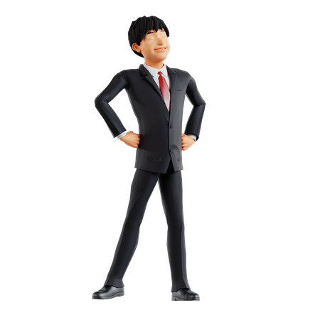 Homme d'affaires donnant une pose debout  3D Illustration