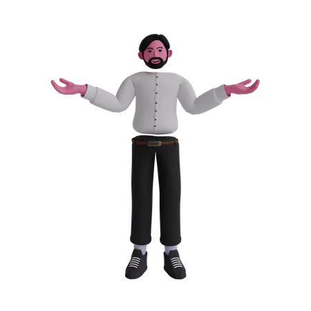 Homme d'affaires à bras grands ouverts  3D Illustration