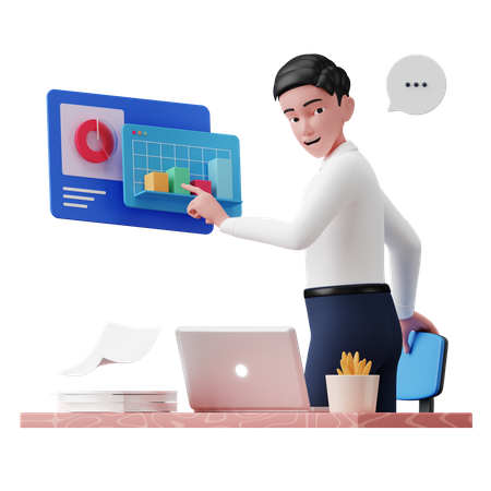 Homme d'affaires analysant des données  3D Icon