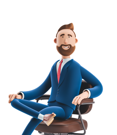 Homme d'affaires assis sur une chaise de bureau  3D Icon