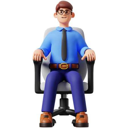 Homme d'affaires assis sur une chaise de bureau  3D Icon