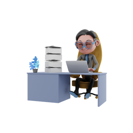 Homme d'affaires au bureau  3D Illustration