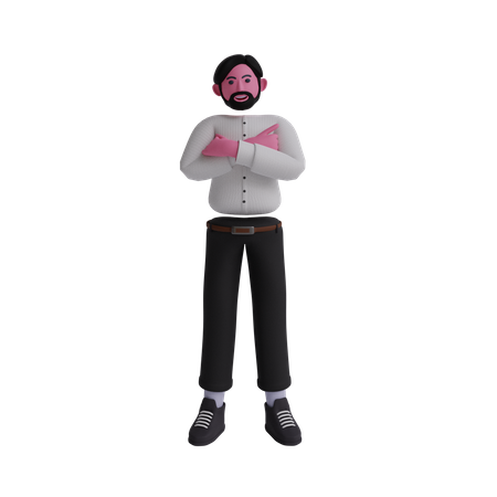 Homme d'affaires avec les bras croisés  3D Illustration