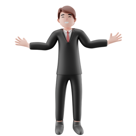 Homme d'affaires aux bras larges  3D Illustration