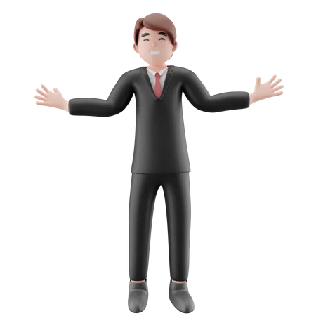 Homme d'affaires aux bras larges  3D Illustration