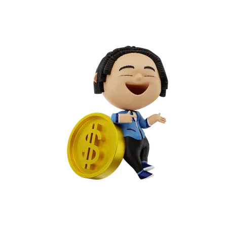Homme d'affaires avec de l'argent  3D Illustration