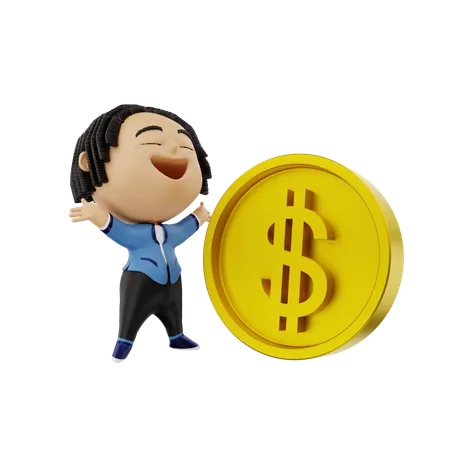 Homme d'affaires avec de l'argent  3D Illustration