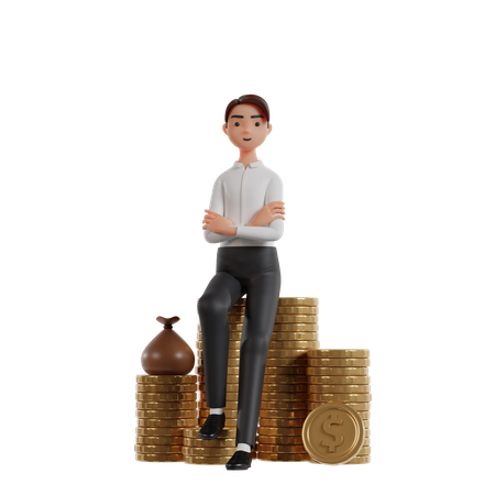 Homme d'affaires avec investissement en capital  3D Illustration