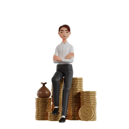 Homme d'affaires avec investissement en capital  3D Illustration