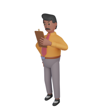 Homme d'affaires avec liste de tâches  3D Icon