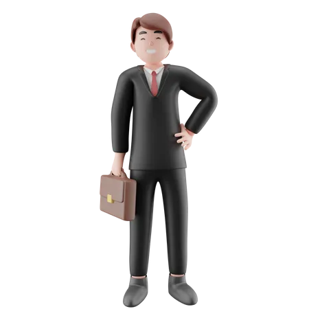 Homme d'affaires avec mallette  3D Illustration