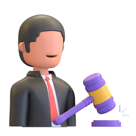 Homme d'affaires avec marteau aux enchères  3D Illustration