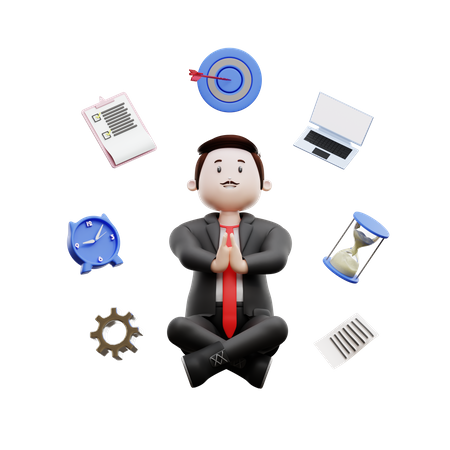 Homme d'affaires avec plusieurs tâches  3D Icon