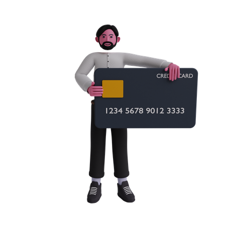 Homme d'affaires avec une carte de crédit  3D Illustration