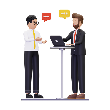 Homme d'affaires ayant une conversation avec un nouveau candidat  3D Illustration