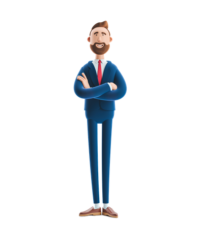 Homme d'affaires barbu  3D Illustration