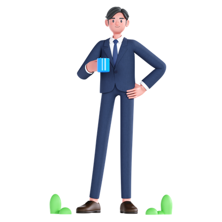 Homme d'affaires, boire du café  3D Illustration