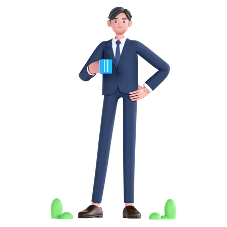 Homme d'affaires, boire du café  3D Illustration