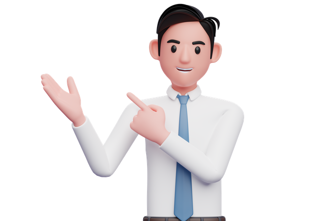 Chemise blanche d'homme d'affaires pointant et main ouverte vers le haut  3D Illustration